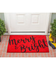 24" X 36" Red and Black Coir Merry and Bright Outdoor Christmas Door Mat