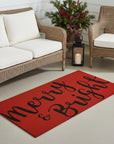 24" X 36" Red and Black Coir Merry and Bright Outdoor Christmas Door Mat