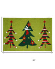 24" X 36" Green And Red Christmas Trees Outdoor Coir Door Mat