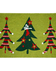 24" X 36" Green And Red Christmas Trees Outdoor Coir Door Mat