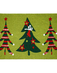 24" X 36" Green And Red Christmas Trees Outdoor Coir Door Mat