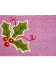 24" X 36" Pink Green And Red Christmas Outdoor Coir Door Mat