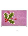 24" X 36" Pink Green And Red Christmas Outdoor Coir Door Mat