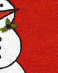 24" X 36" Red White And Black Christmas Snowman Outdoor Coir Door Mat