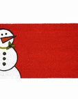 24" X 36" Red White And Black Christmas Snowman Outdoor Coir Door Mat