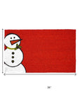 24" X 36" Red White And Black Christmas Snowman Outdoor Coir Door Mat