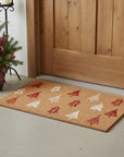 24" X 36" Brown Red And White Christmas Trees Outdoor Coir Door Mat