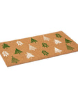 24" X 36" Brown Green And White Christmas Trees Outdoor Coir Door Mat