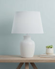 White Faux Silk Plain Drum Lamp Shade