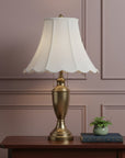 White Linen Piped Bell Lamp Shade