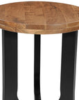 Set Of Two Natural and Black Solid Wood and Iron Round Cross Legs Coffee Table