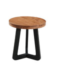 Set Of Two Natural and Black Solid Wood and Iron Round Cross Legs Coffee Table