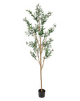 Set Of Two 84" Green Artificial Olive Trees in a Black Pot