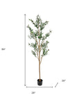 84" Green Olive Artificial Tree in a Black Pot