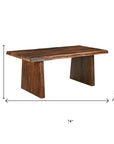 Seven Piece Brown Solid Wood Dining Set with Six Chairs and One Bench