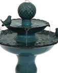 27" Teal Blue Ceramic Birds Garden Hanging Wall or Door Decor