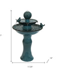 27" Teal Blue Ceramic Birds Garden Hanging Wall or Door Decor