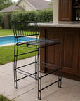29" Black Steel Outdoor Bar Height Chair