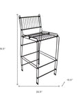 29" Black Steel Outdoor Bar Height Chair