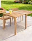 60" Natural Solid Wood Extendable Outdoor Dining Table