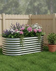 32" X 63" Silver Metal Oval Raised Garden Bed