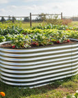 32" X 63" Silver Metal Oval Raised Garden Bed