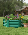 16" X 41" Green Steel Hexagon Planter Box