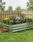 12" X 48" Silver Metal Rectangular Raised Garden Bed