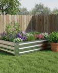 12" X 48" Silver Steel Rectangular Raised Garden Bed