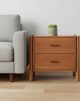 22" Walnut Solid Wood Two Drawer Nightstand