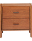 22" Walnut Solid Wood Two Drawer Nightstand