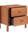 22" Walnut Solid Wood Two Drawer Nightstand