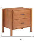 22" Walnut Solid Wood Two Drawer Nightstand