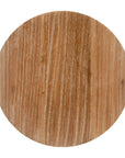 14" Natural and Gray Solid Wood and Faux Concrete Round Outdoor Side Table