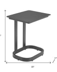 22" Black Aluminum Outdoor Side Table
