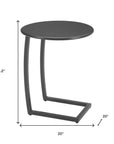 20" Black Aluminum Round Outdoor Side Table