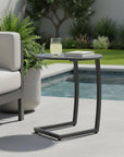 20" Black Aluminum Round Outdoor Side Table