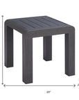 23" Black Aluminum Square Outdoor Side Table