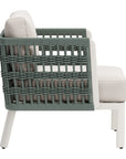 27" Green And White Aluminum Outdoor Accent Chair with White Cushion