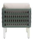 27" Green And White Aluminum Outdoor Accent Chair with White Cushion