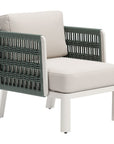27" Green And White Aluminum Outdoor Accent Chair with White Cushion