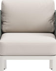27" Green And White Aluminum Outdoor Accent Chair with White Cushion