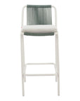 Set of Two White and Green Woven Back And Aluminum Counter Height Bar Chairs