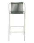 Set of Two White and Green Woven Back And Aluminum Counter Height Bar Chairs