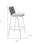 Set of Two White and Green Woven Back And Aluminum Counter Height Bar Chairs