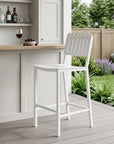 30" White Aluminum Outdoor Bar Height Chair
