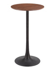 24" Brown and Black Wood and Steel Rounded Bar Table