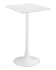 24" White Wood and Steel Square Bar Table