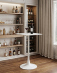 24" White Wood and Steel Square Bar Table