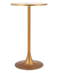 24" Beige and Gold Faux Terrazzo and Steel Rounded Bar Table
